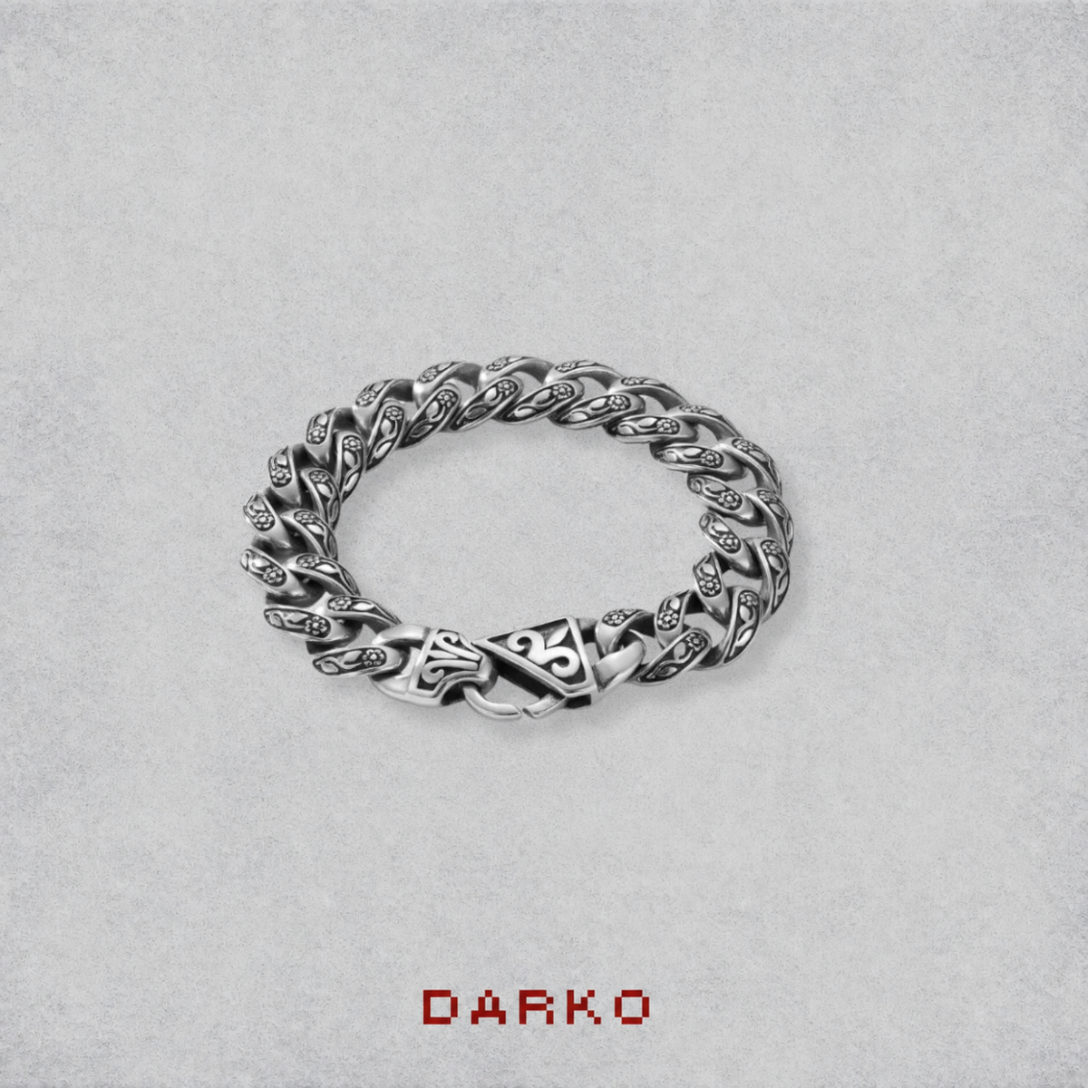 Floral Engraved Silver Link Bracelet | Vintage Statement Bracelet