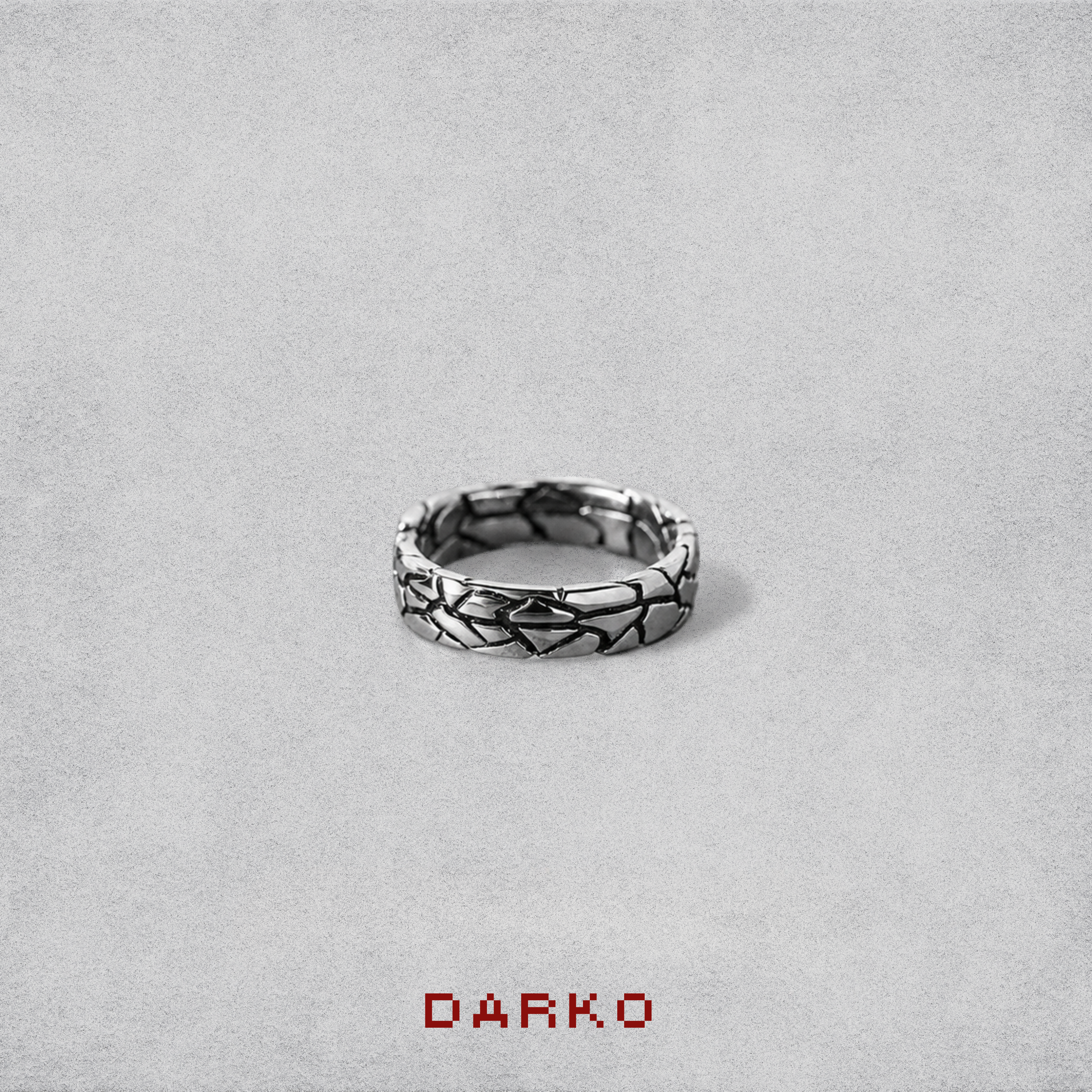 Antique Stone Texture Stainless Steel Ring